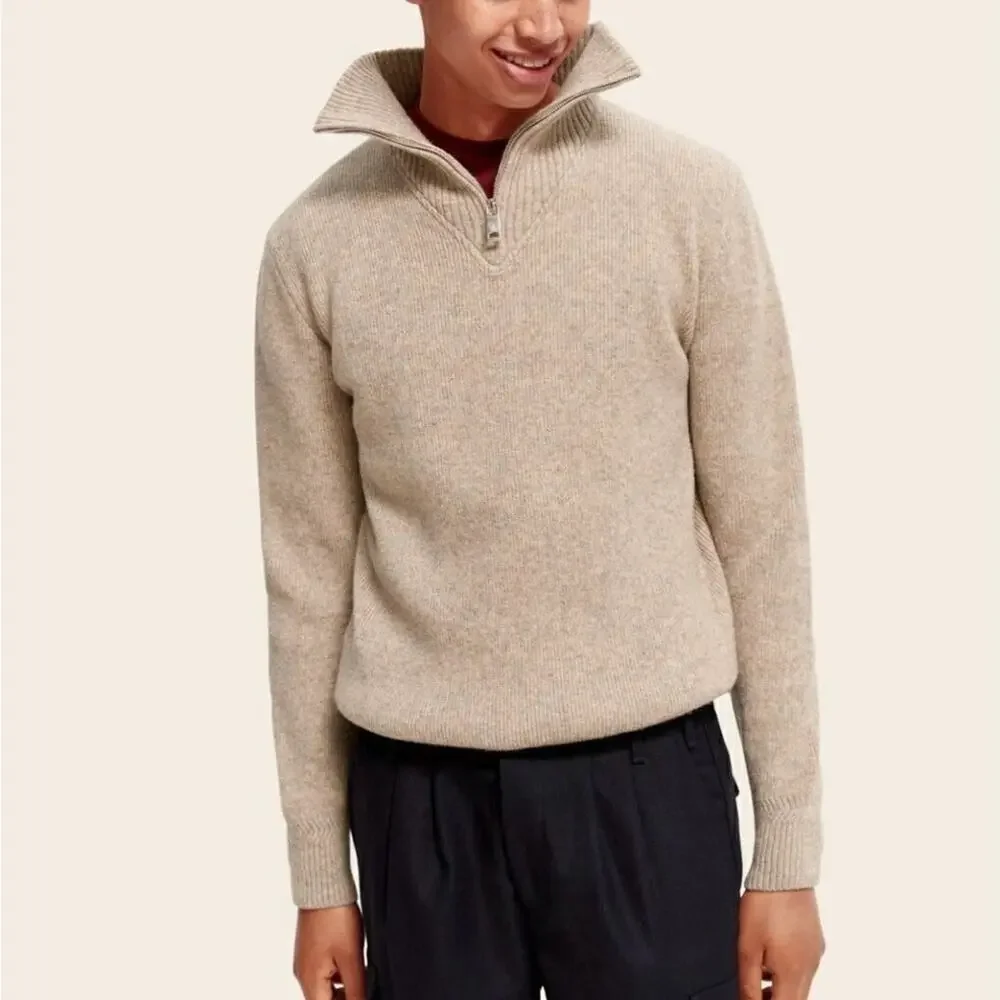 Scotch & Soda Wool Alpaca Blend Half-Zip Pullover Sweater Large